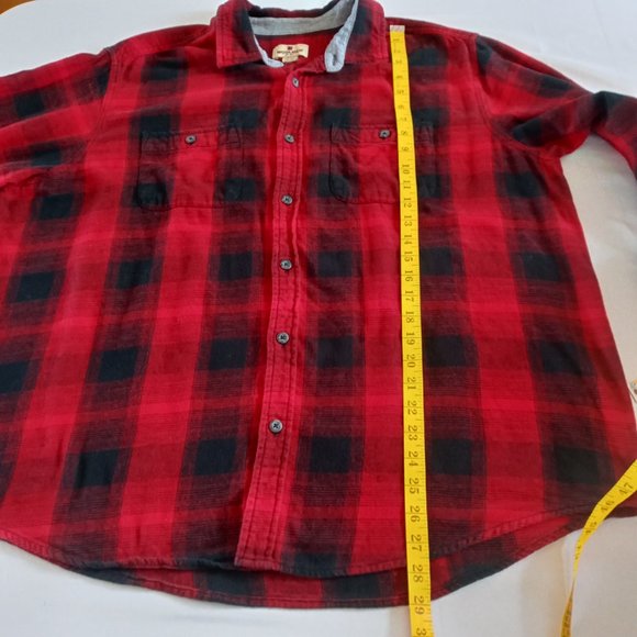 Woolrich Men’s Red Black Plaid Flannel Button Front Cotton Shirt XXL - Picture 4 of 7
